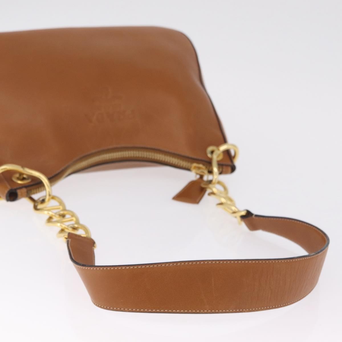 Prada Shoulder Leather Brown Leather Shoulder Bag Bag (Pre-Owned)