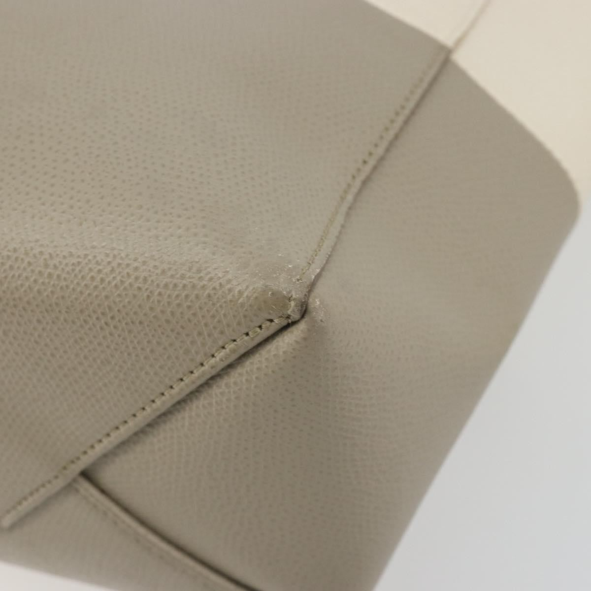 Celine Vertical Bi-Cabas Tote Leather Beige Leather Tote Bag Bag (Pre-Owned)