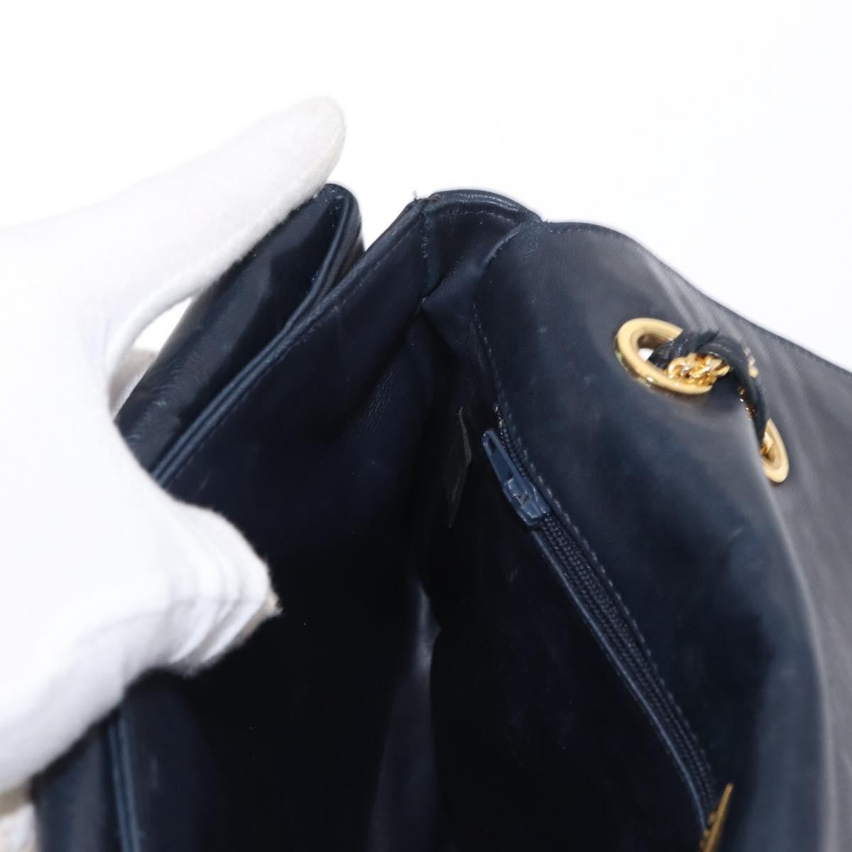 Bally Vintage Leather Navy Leather Shoulder Bag Bag (Pre-Owned)
