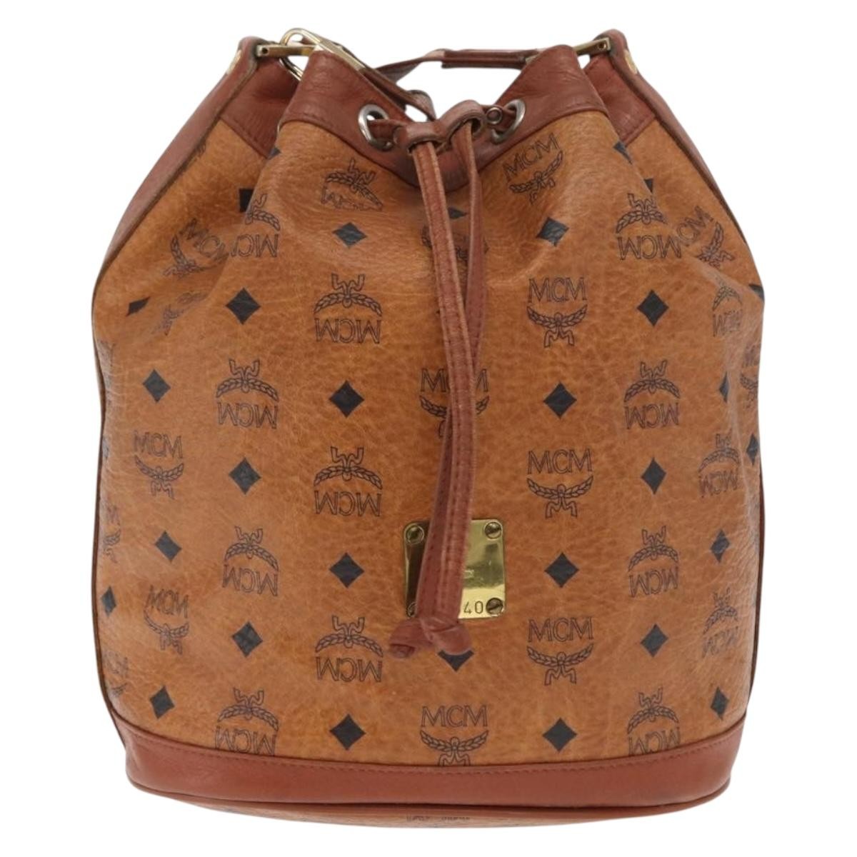 MCM Visetos Canvas And Leather Brown Canvas Shoulder Bag Bag (Pre-Owned)