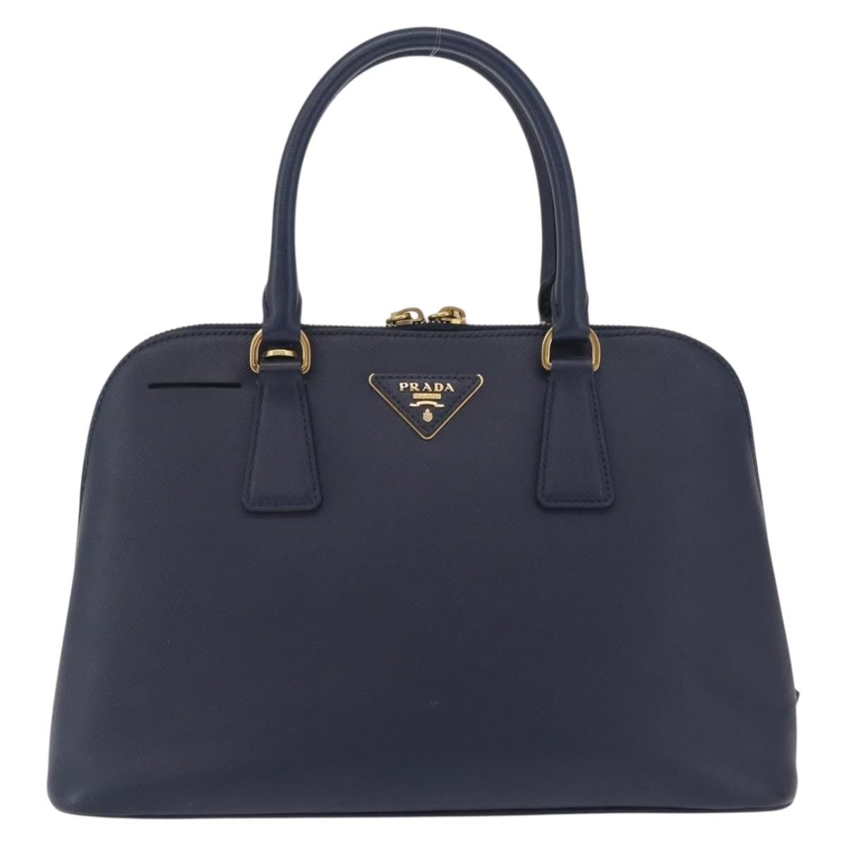 Prada Promenade Saffiano Leather Navy Leather Handbag (Pre-Owned)