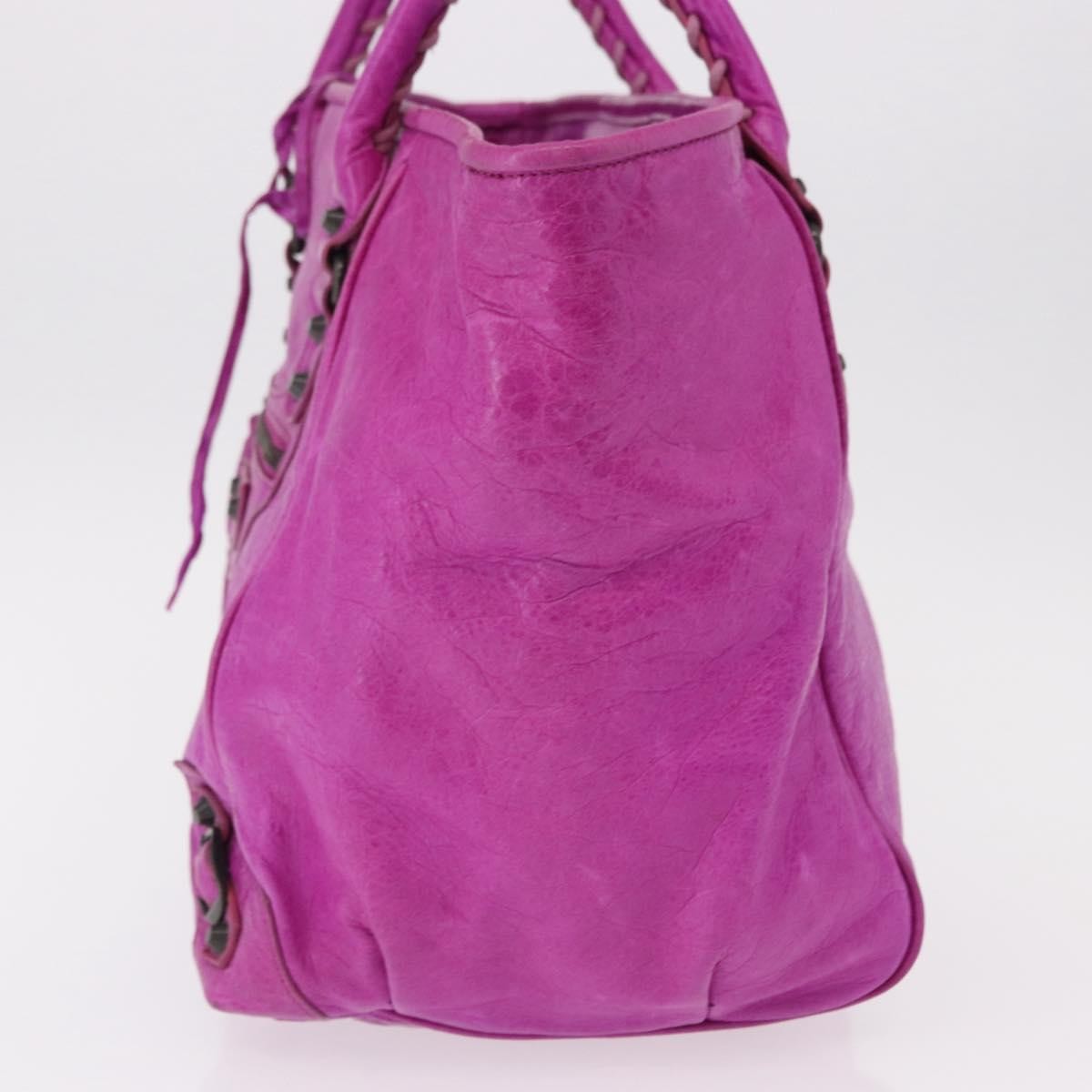 Balenciaga Classic Studs Sunday Tote Leather Purple Leather Handbag (Pre-Owned)