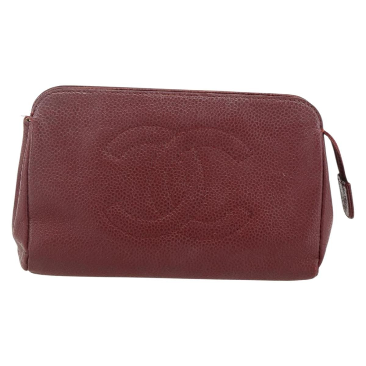 Chanel Vintage Timeless Toiletry Leather Burgundy Calfskin Clutche & Pouche Bag (Pre-Owned)