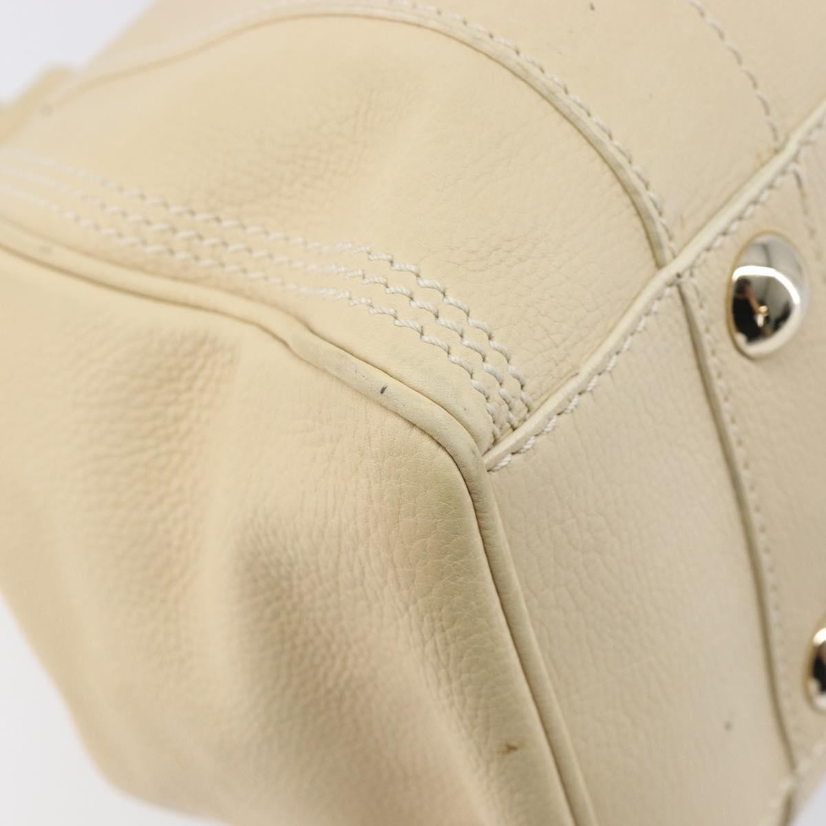 Celine Vintage Kisslock Frame Leather Beige Leather Handbag (Pre-Owned)