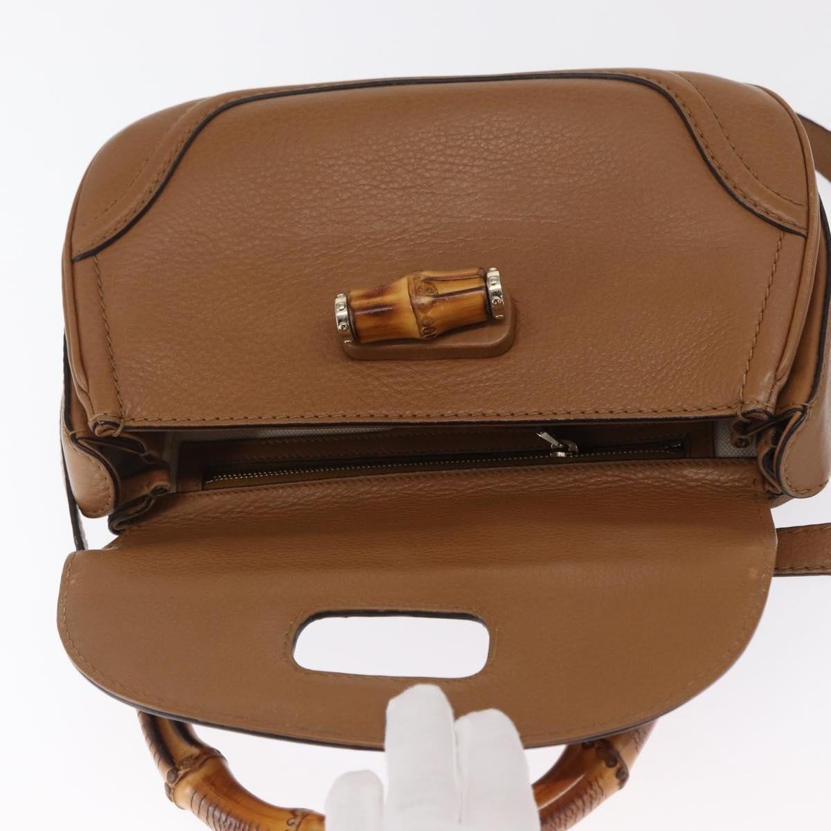 Gucci New Bamboo 1921 Top Handle Leather Brown Leather Handbag (Pre-Owned)