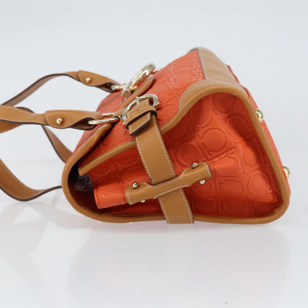 Salvatore Ferragamo Gancini Canvas Orange Pvc Shoulder Bag Bag (Pre-Owned)