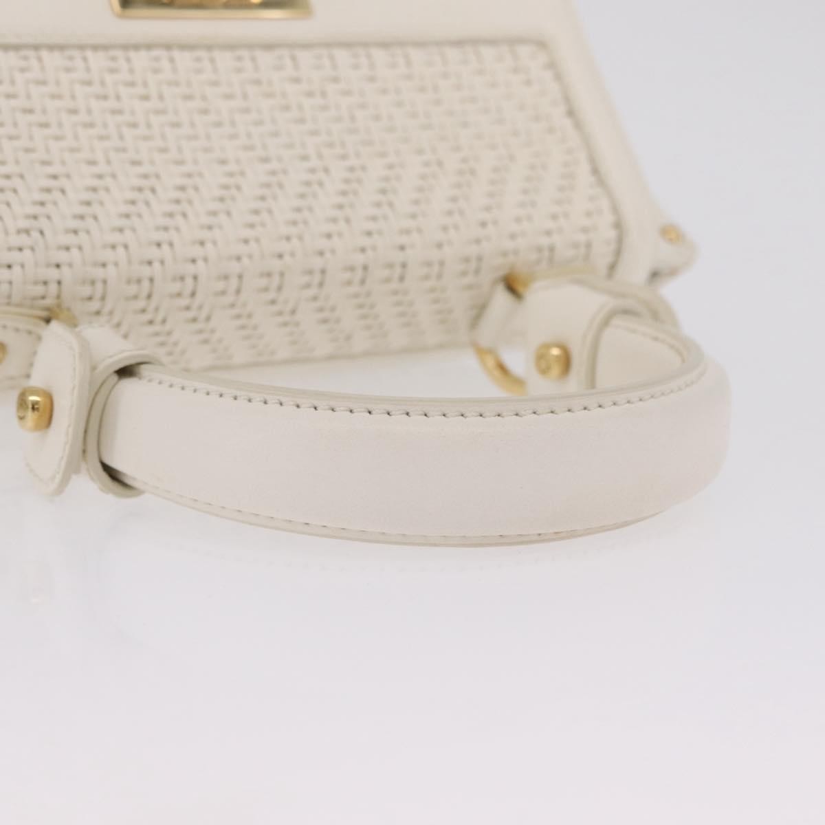 Salvatore Ferragamo Sofia Satchel Woven Leather White Leather Handbag (Pre-Owned)