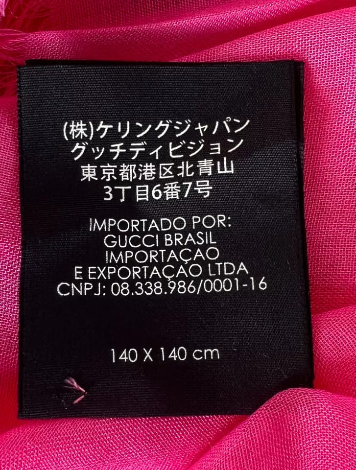 Gucci Women Bright Pink Wool/Silk GRG Web GG Logo Scarf Shawl