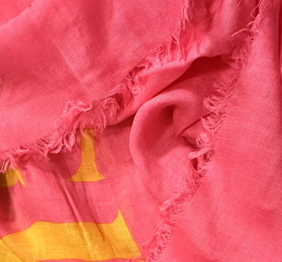 Gucci Women Bright Pink Wool/Silk GRG Web GG Logo Scarf Shawl