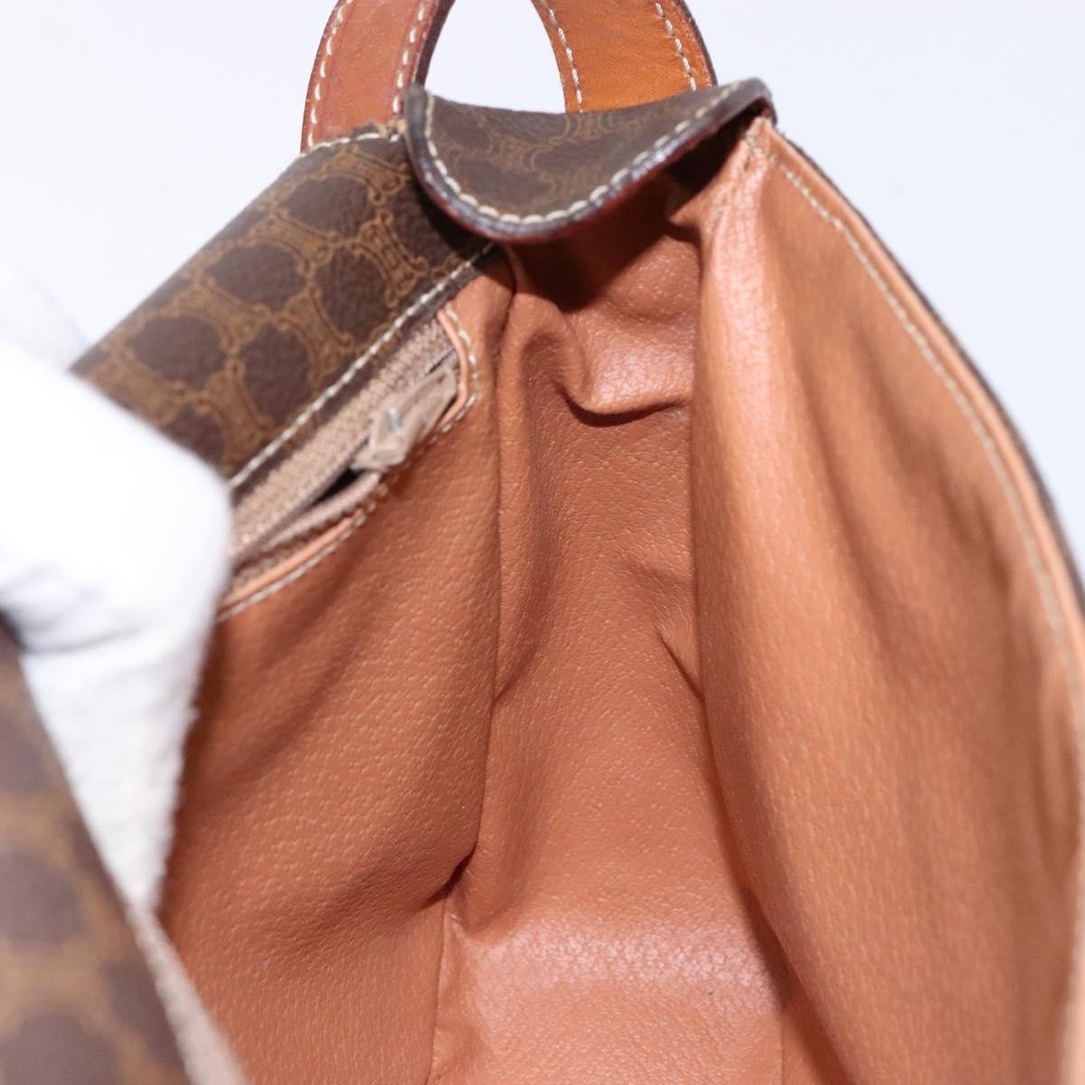 Celine Macadam Shoulder Pvc Leather Brown Canvas Bag (Pre-Owned)