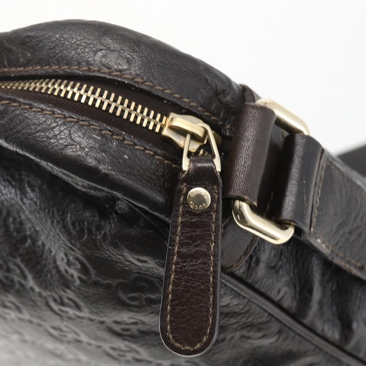 Gucci Front Zip Messenger Guccissima Leather Brown Leather Shoulder Bag Bag (Pre-Owned)