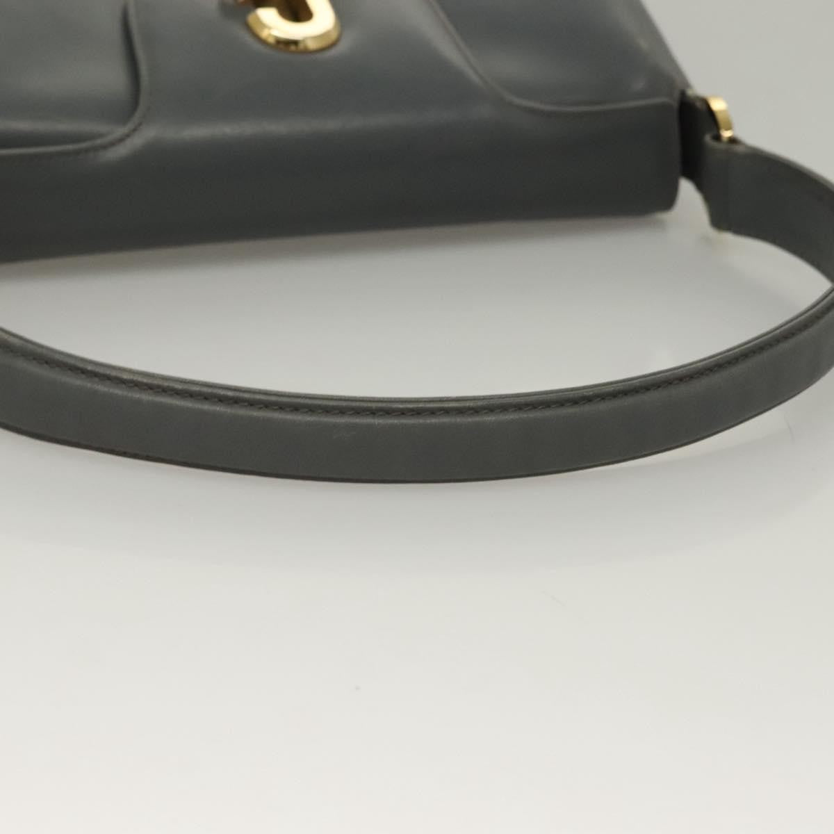 Gucci 1973 Top Handle Leather Gray Leather Handbag (Pre-Owned)