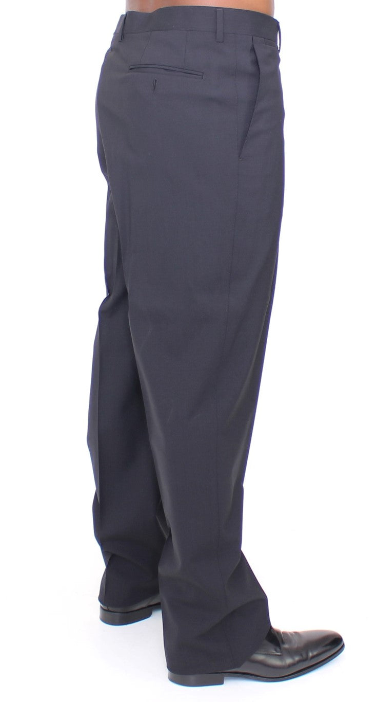 Dolce & Gabbana Black Wool Stretch Pleated Men's Pants
