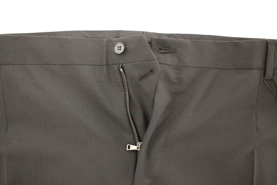 Dolce & Gabbana Black Wool Stretch Pleated Men's Pants