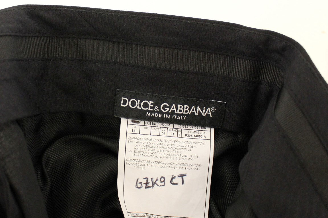 Dolce & Gabbana Black Wool Stretch Pleated Men's Pants
