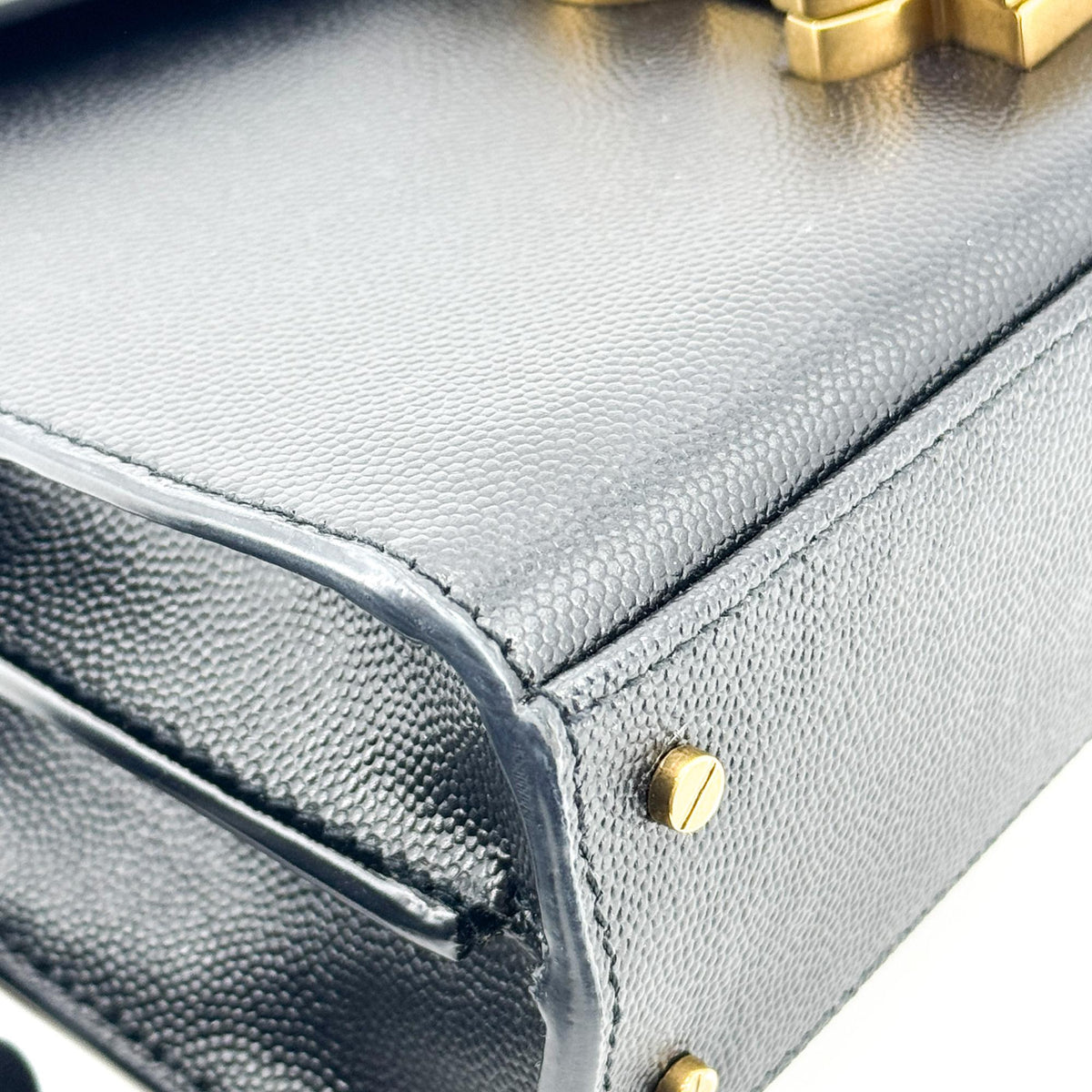 Saint Laurent Cassandra Leather Black Leather Shoulder Bag Bag (Pre-Owned)