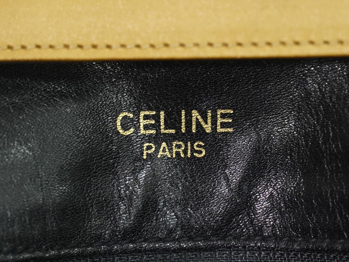 Celine Vintage Flap Leather Black Leather Shoulder Bag Bag (Pre-Owned)