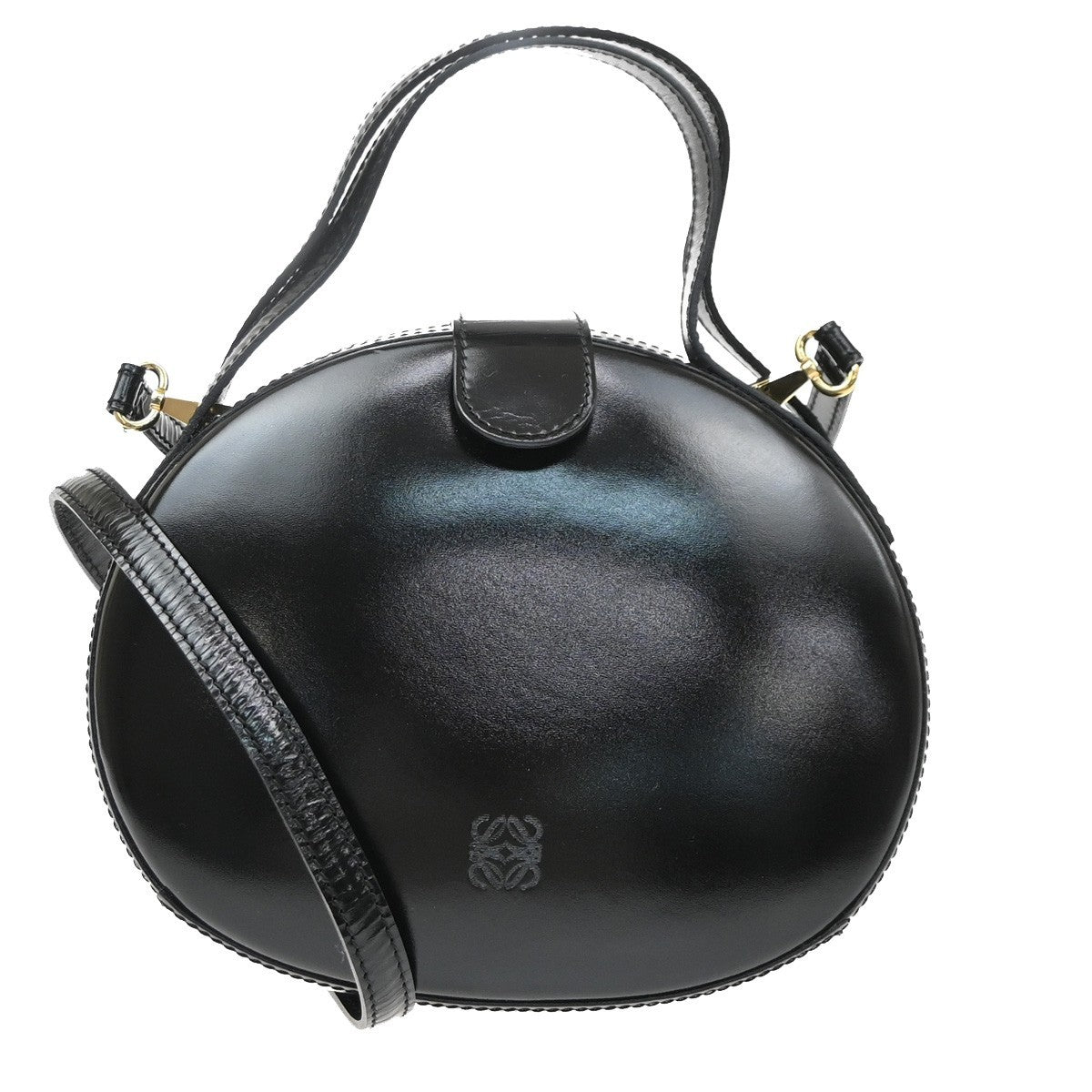 Loewe Anagram Leather Black Patent_Leather Tote Bag Bag (Pre-Owned)