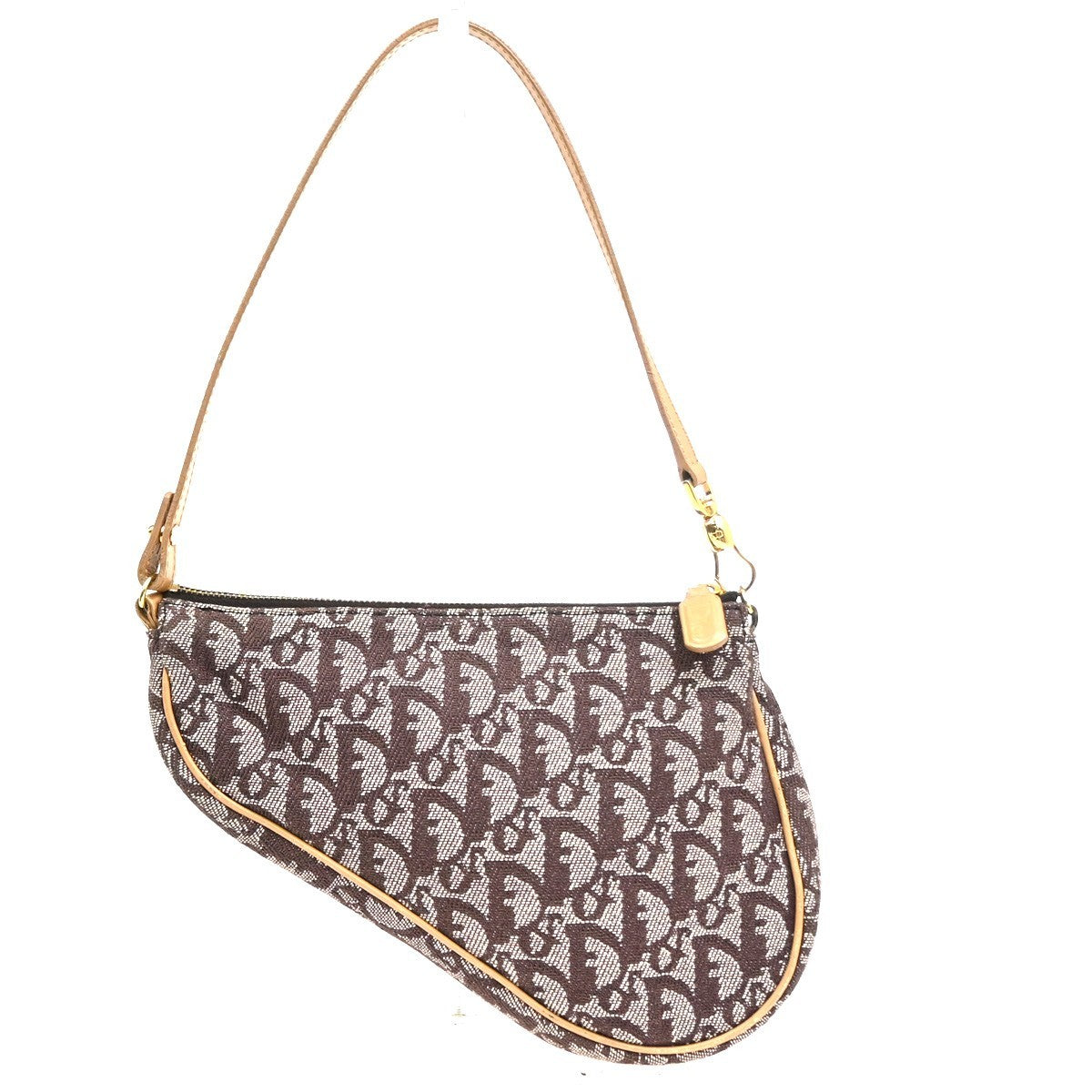Christian Dior Vintage Saddle Diorissimo Canvas Brown Canvas Handbag (Pre-Owned)