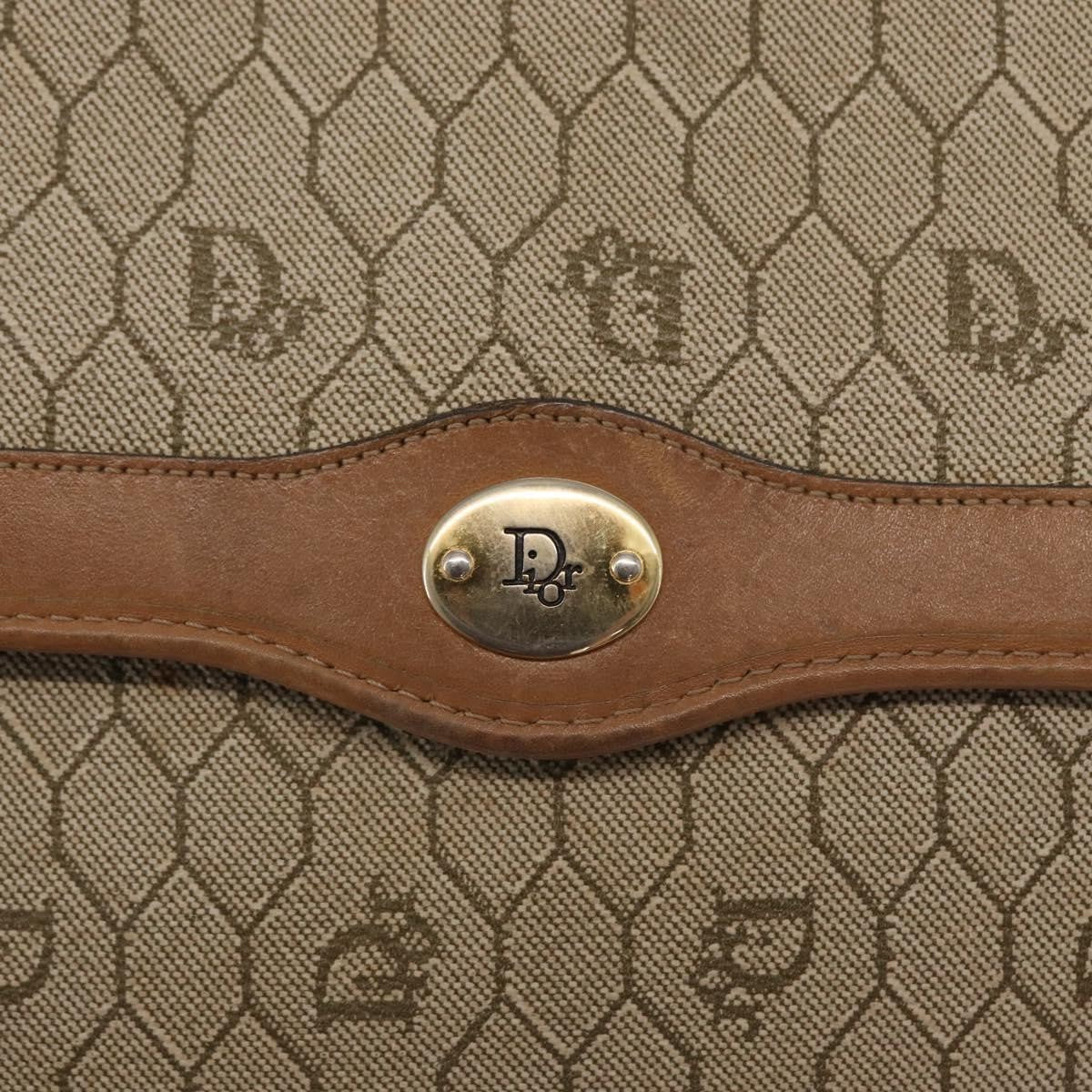 Christian Dior Vintage Honeycomb Chain Canvas Beige Canvas Shoulder Bag Bag (Pre-Owned)