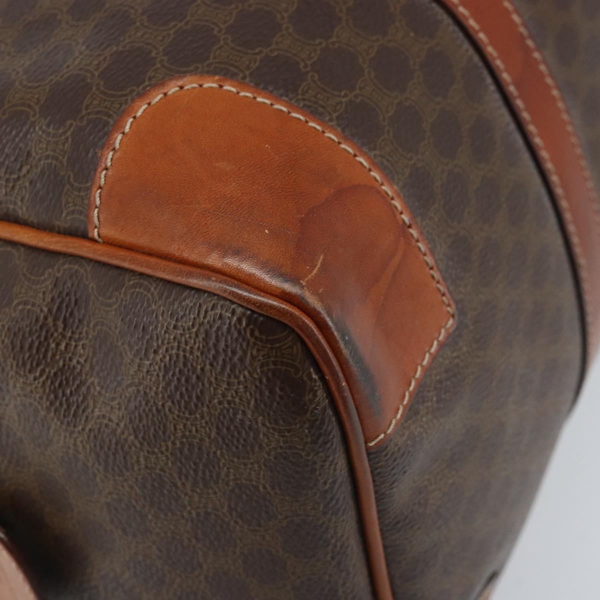 Celine Vintage Duffle Canvas And Leather Brown Canvas Travel Bag Bag (Pre-Owned)