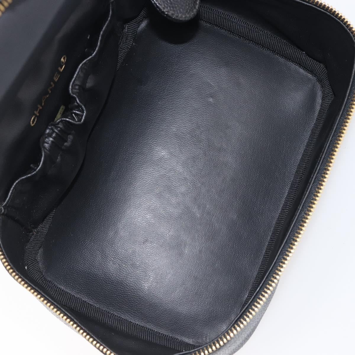 Chanel Vintage Timeless Cosmetic Case Caviar Black Leather Clutche & Pouche Bag (Pre-Owned)