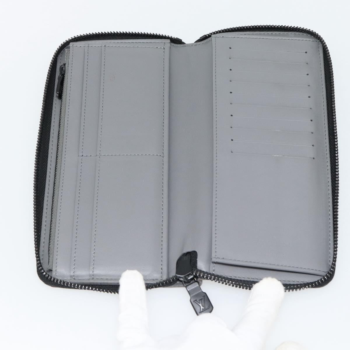 Louis Vuitton Zippy Wallet Vertical Monogram Shadow Leather Gray Leather Wallets Accessory (Pre-Owned)