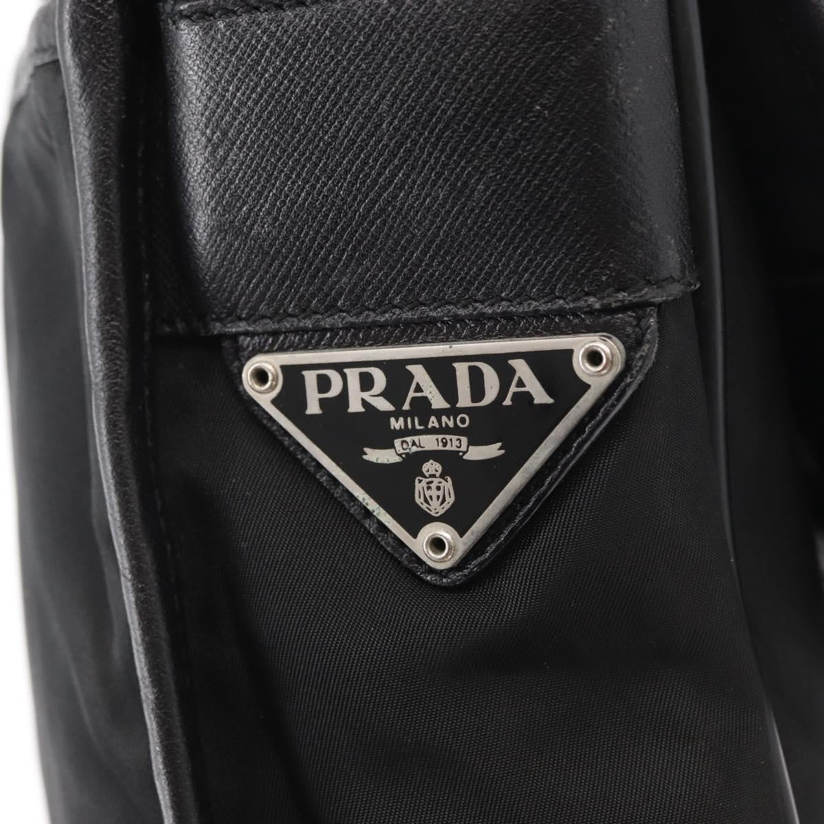 Prada Logo Flap Messenger Tessuto Black Nylon Shoulder Bag Bag (Pre-Owned)