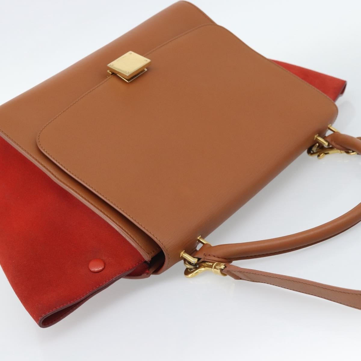 Celine Trapeze Leather With Suede Brown Leather Handbag (Pre-Owned)