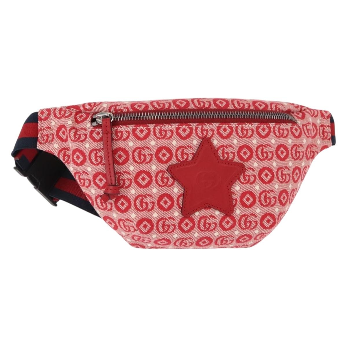 Gucci Children's Belt Gg Coated Canvas Red Canvas Handbag (Pre-Owned)