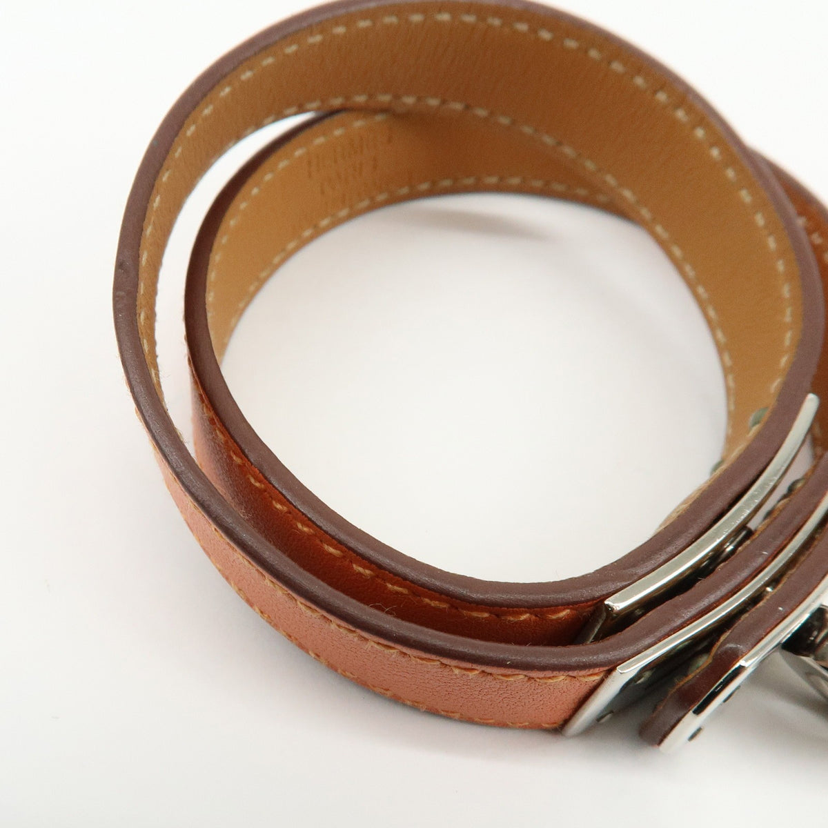 Hermes Kelly Double Tour Leather Orange Leather Bracelet Jewelry (Pre-Owned)