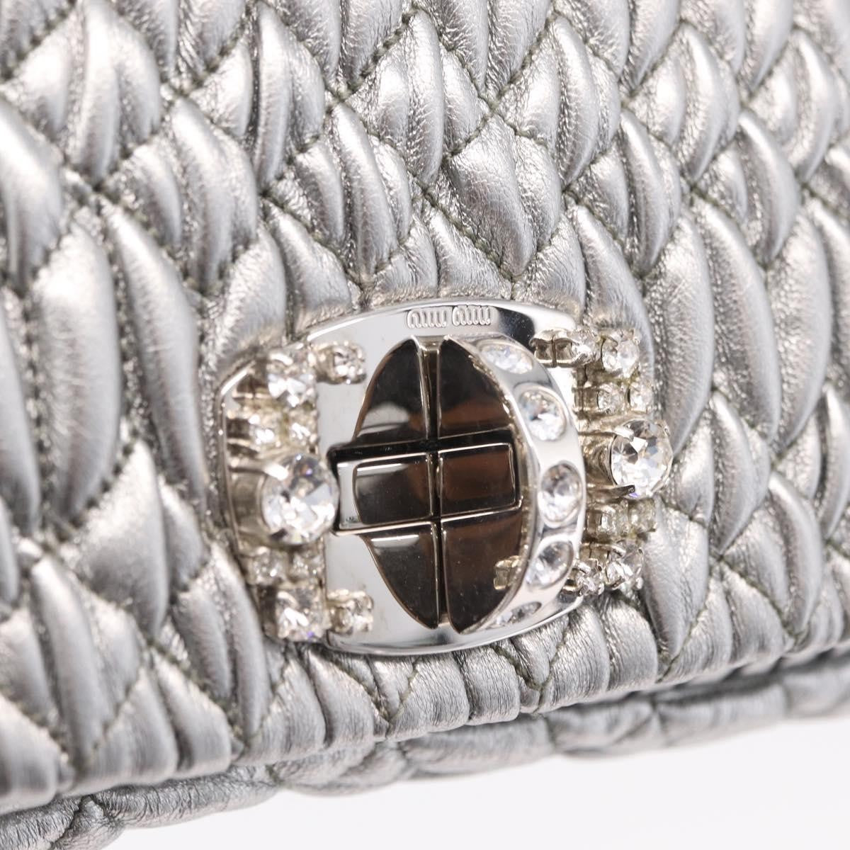 Miu Miu Crystal Clutch Matelasse Leather Silver Leather Clutche & Pouche Bag (Pre-Owned)
