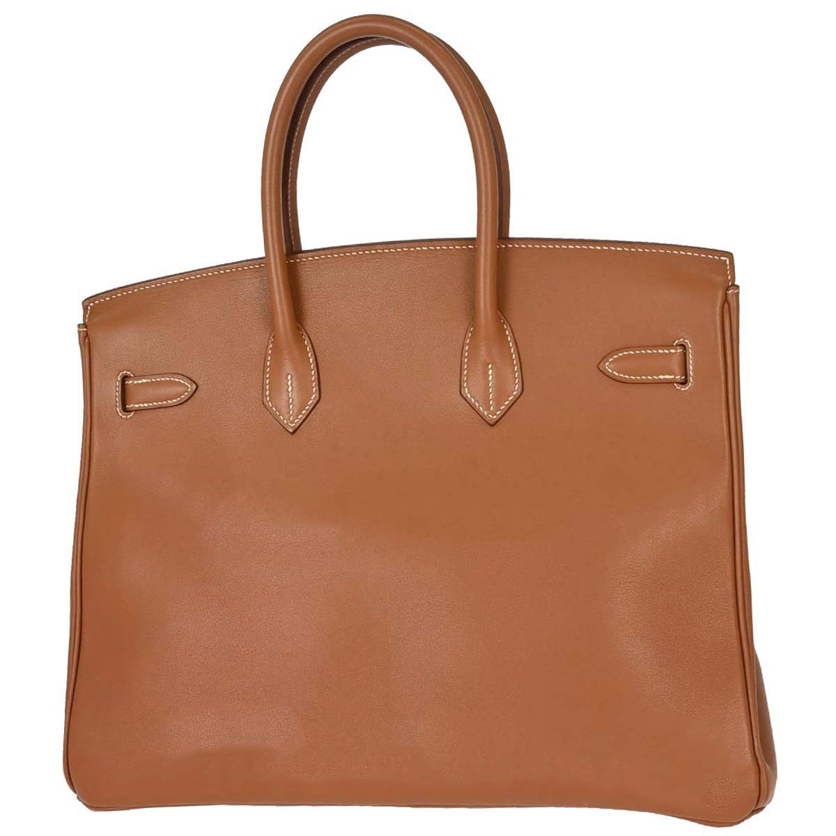 Hermes Birkin Brown Swift With Palladium Hardware Brown Leather Handbag (Pre-Owned)