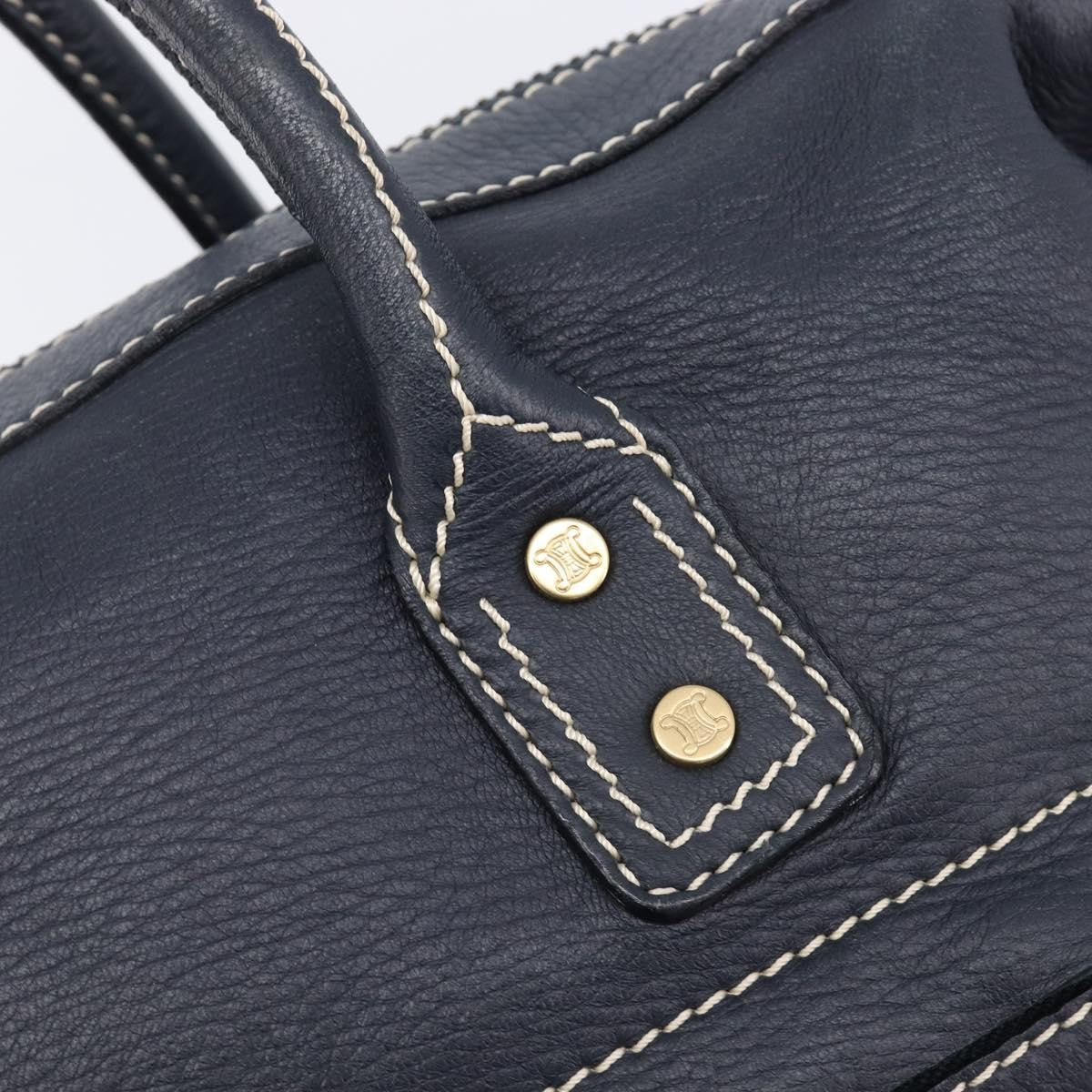 Celine Top Handle Leather Black Leather Handbag (Pre-Owned)