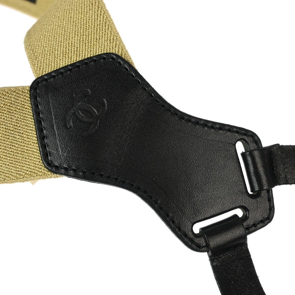 Chanel Logo Suspenders Canvas Beige Canvas Belts Accessory (Pre-Owned)