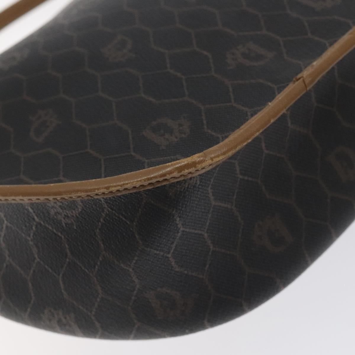 Christian Dior Vintage Honeycomb Flap Coated Canvas Black Canvas Shoulder Bag Bag (Pre-Owned)