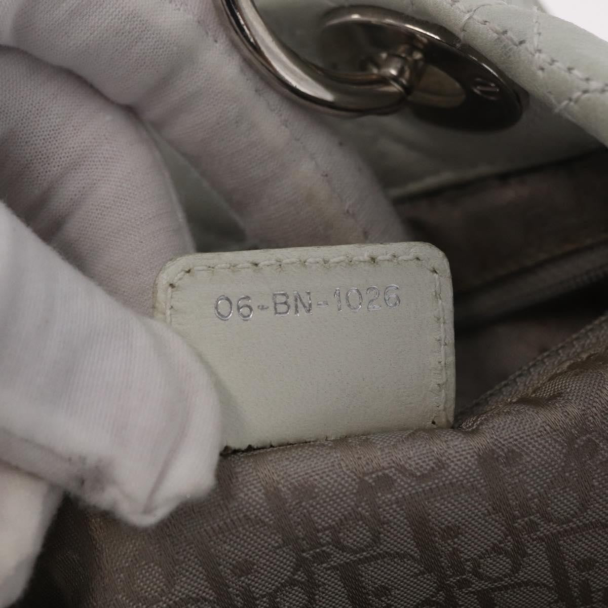Christian Dior Lady Dior Cannage Quilt Calfskin White Leather Handbag (Pre-Owned)