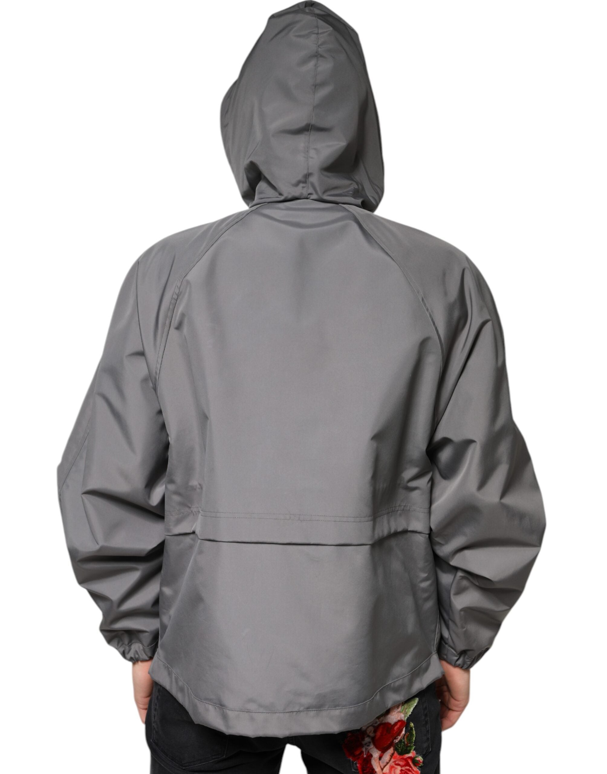Dolce & Gabbana Gray Polyester Hooded Men Full Zip Men's Jacket