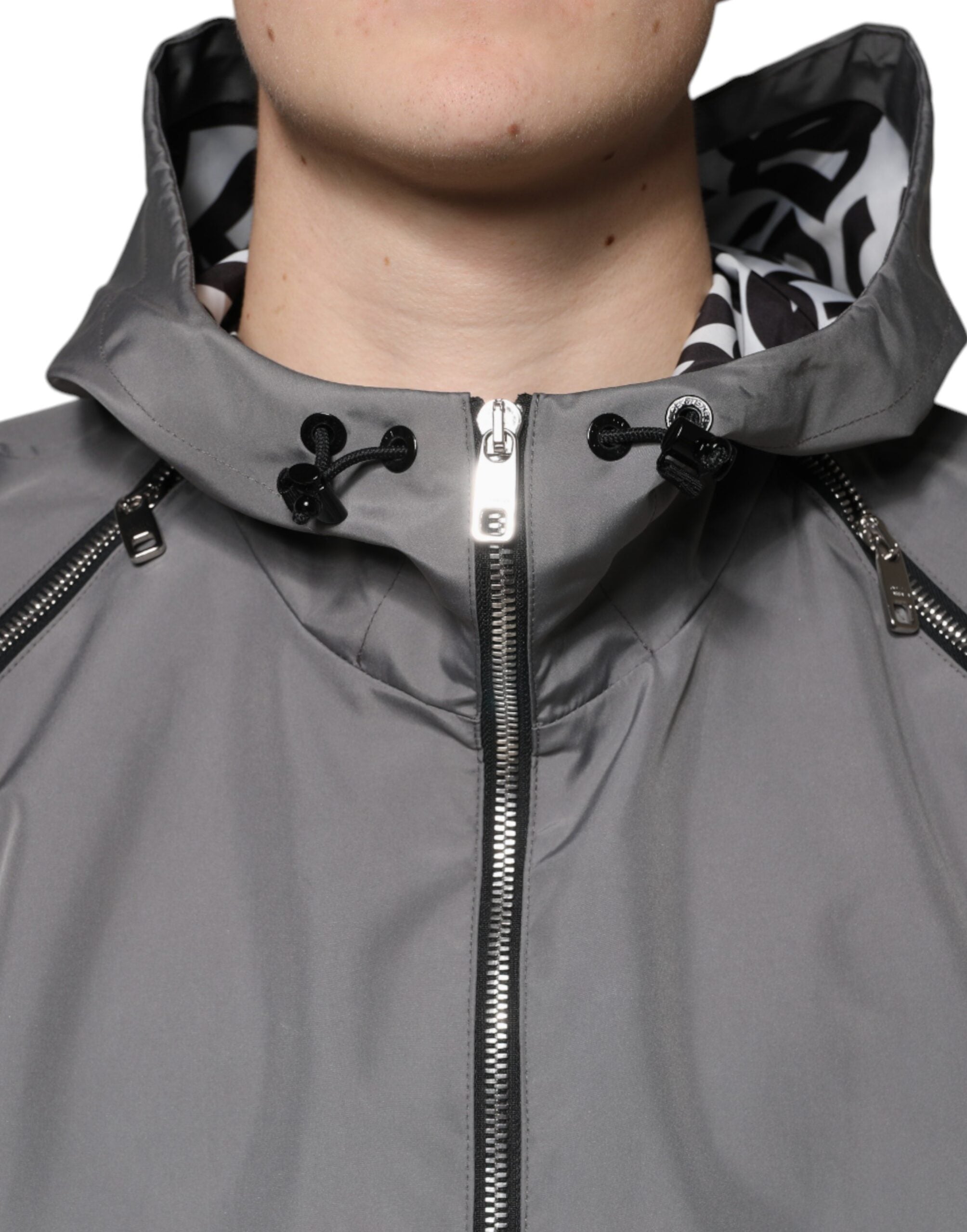 Dolce & Gabbana Gray Polyester Hooded Men Full Zip Men's Jacket