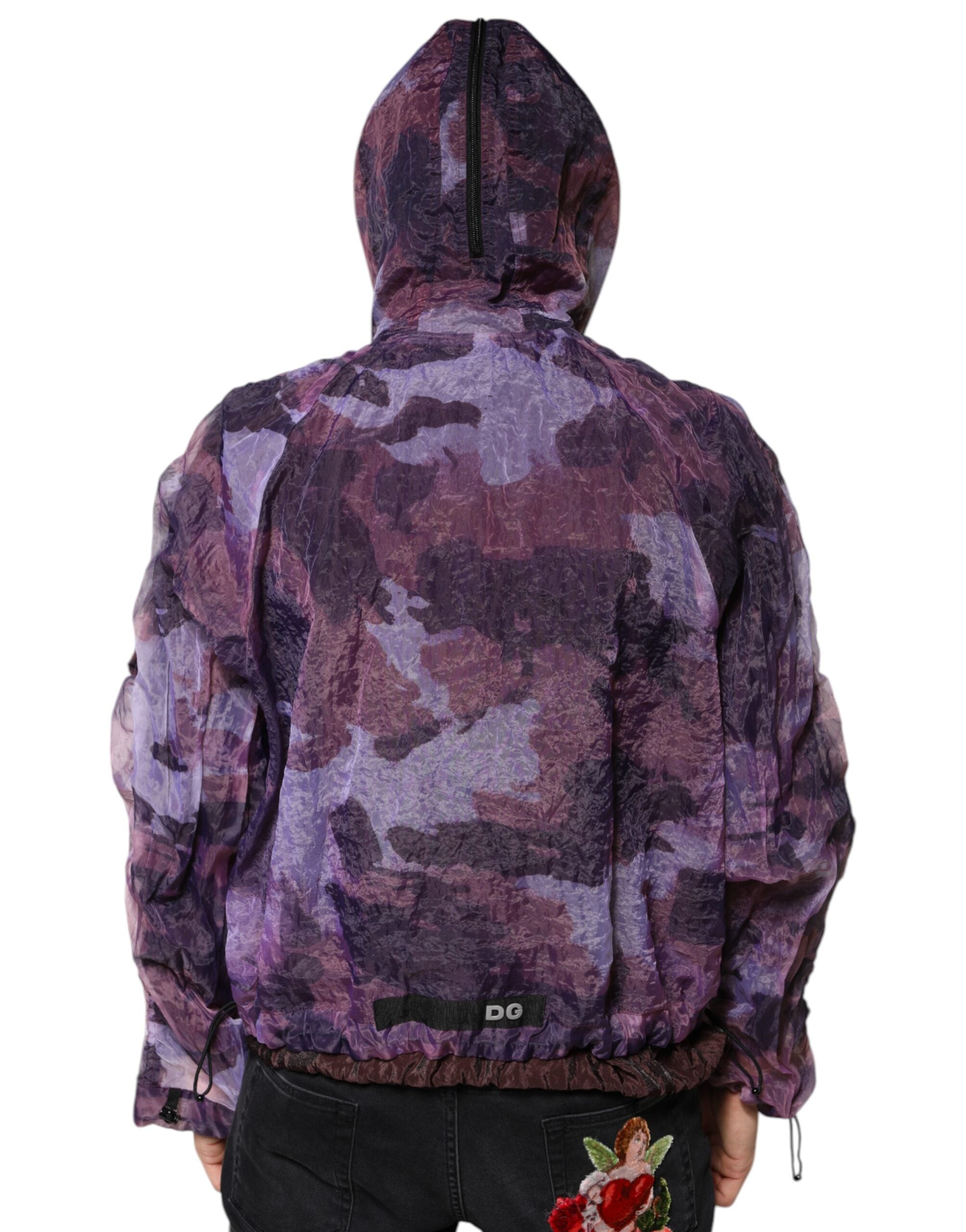Dolce & Gabbana Purple Camouflage Hooded Men Blouson Men's Jacket