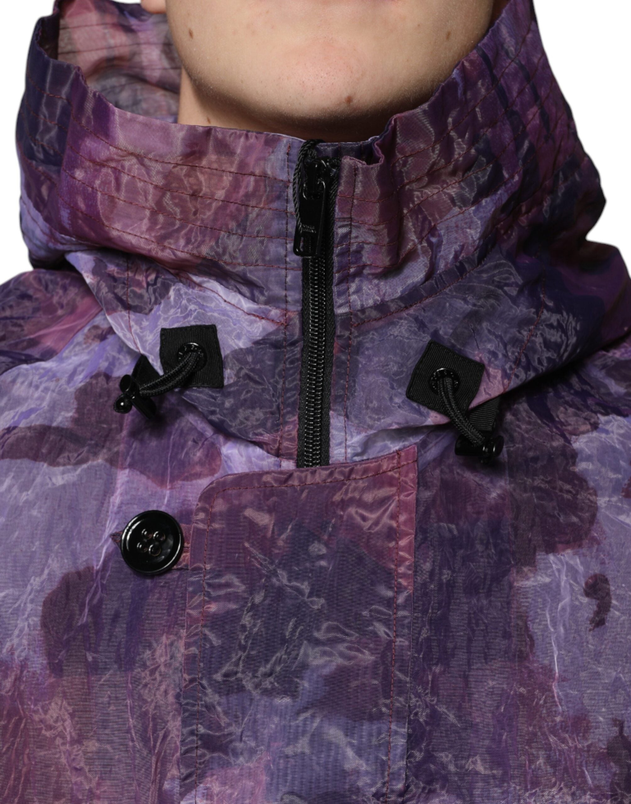 Dolce & Gabbana Purple Camouflage Hooded Men Blouson Men's Jacket