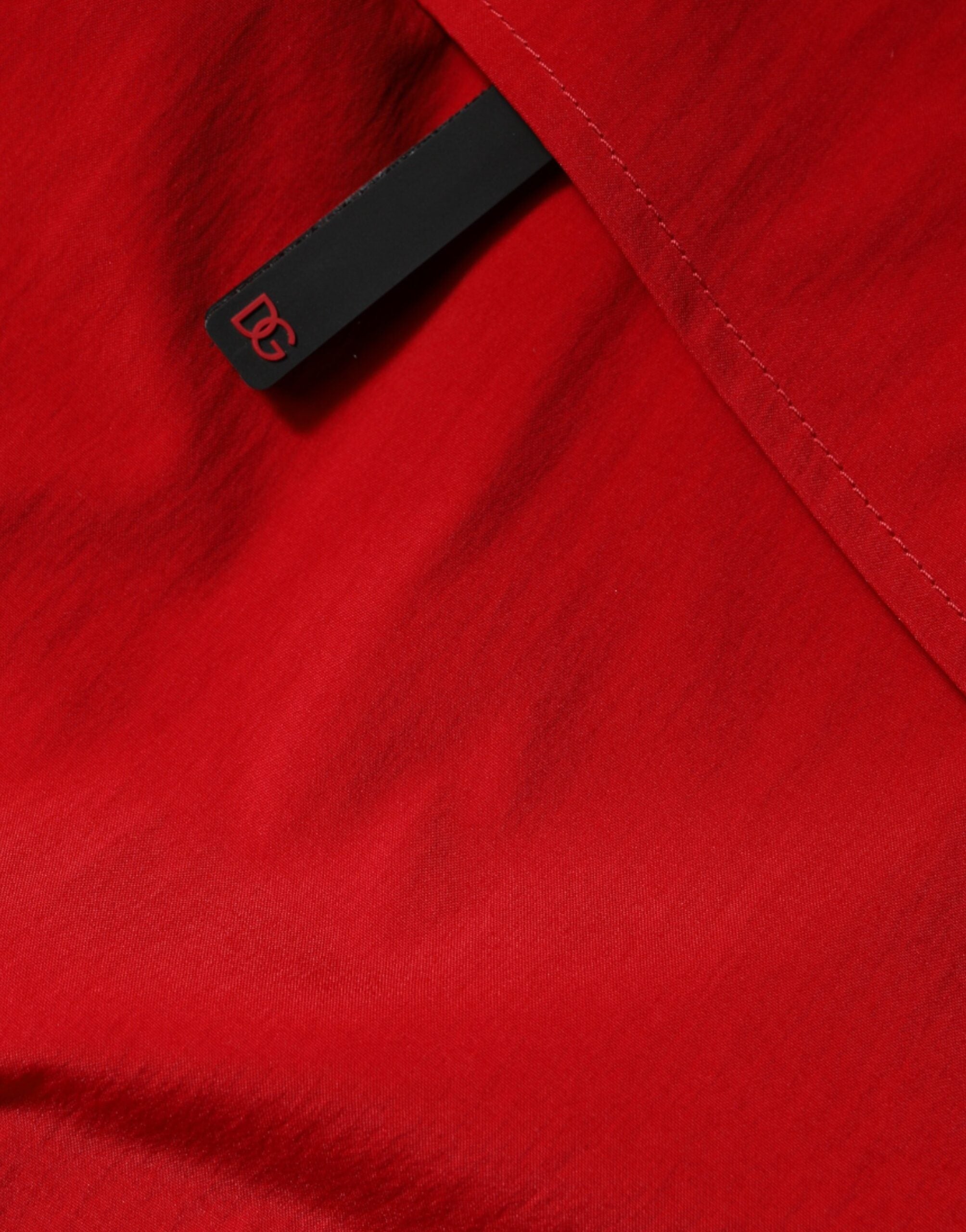 Dolce & Gabbana Red Nylon Hooded Men Full Zip Parka Men's Jacket