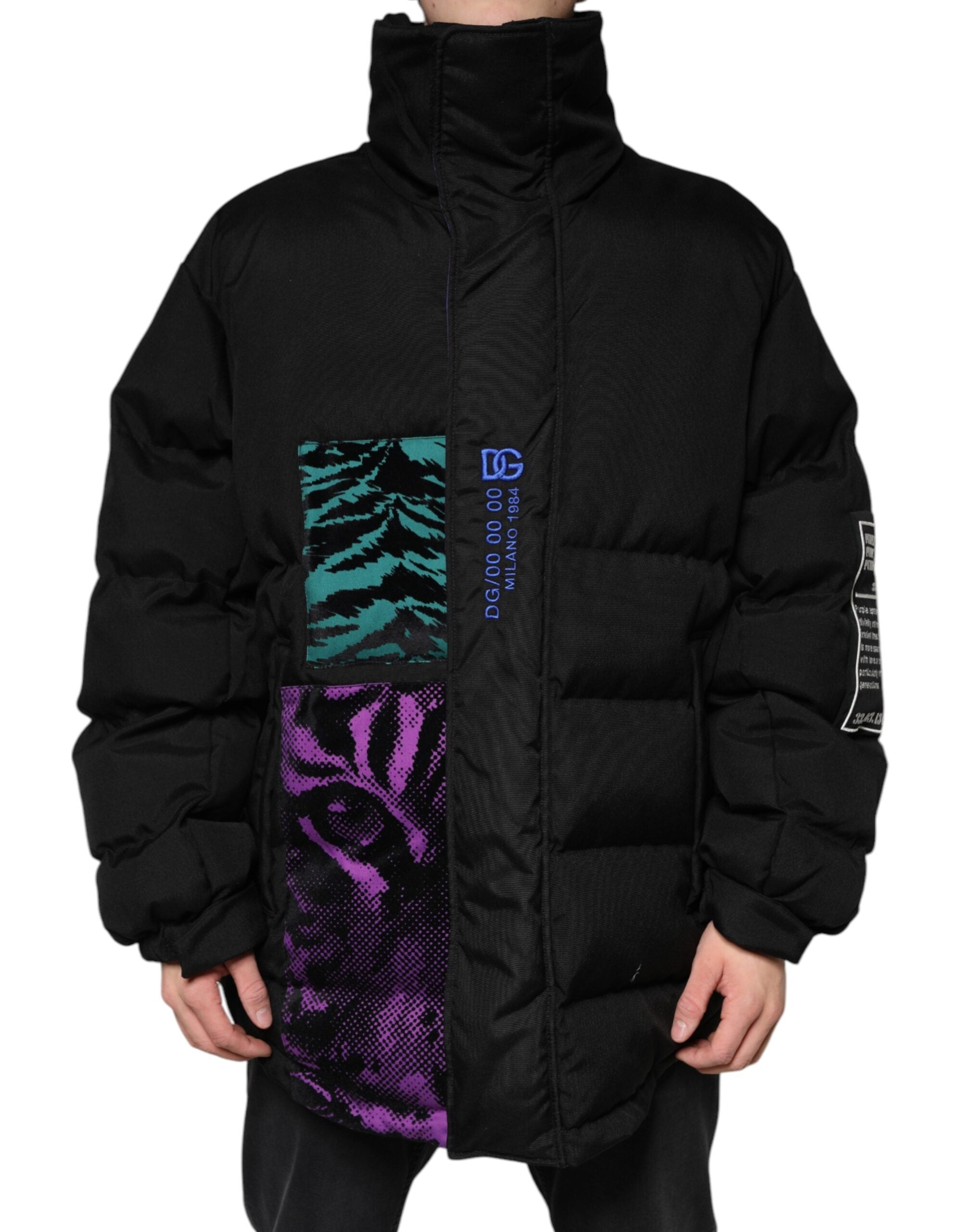 Dolce & Gabbana Black Nylon Puffer Men Full Zip Men's Jacket