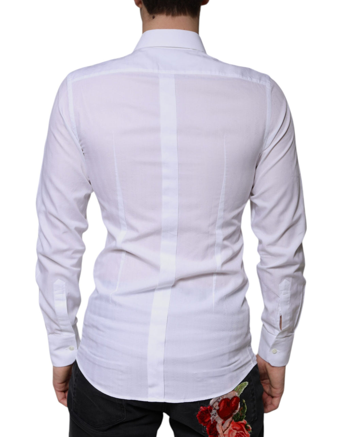 Dolce & Gabbana White Cotton Formal Men GOLD Dress Men's Shirt (Pre-Owned)