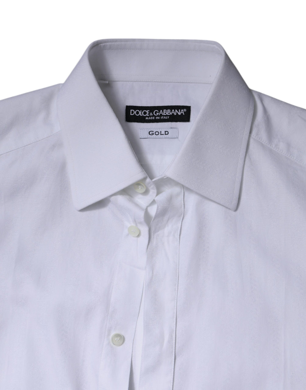 Dolce & Gabbana White Cotton Formal Men GOLD Dress Men's Shirt (Pre-Owned)