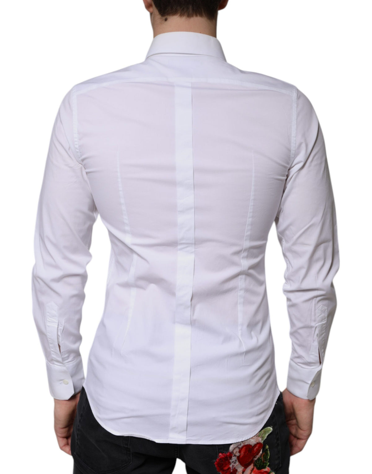Dolce & Gabbana White Cotton Formal Men GOLD Dress Men's Shirt (Pre-Owned)