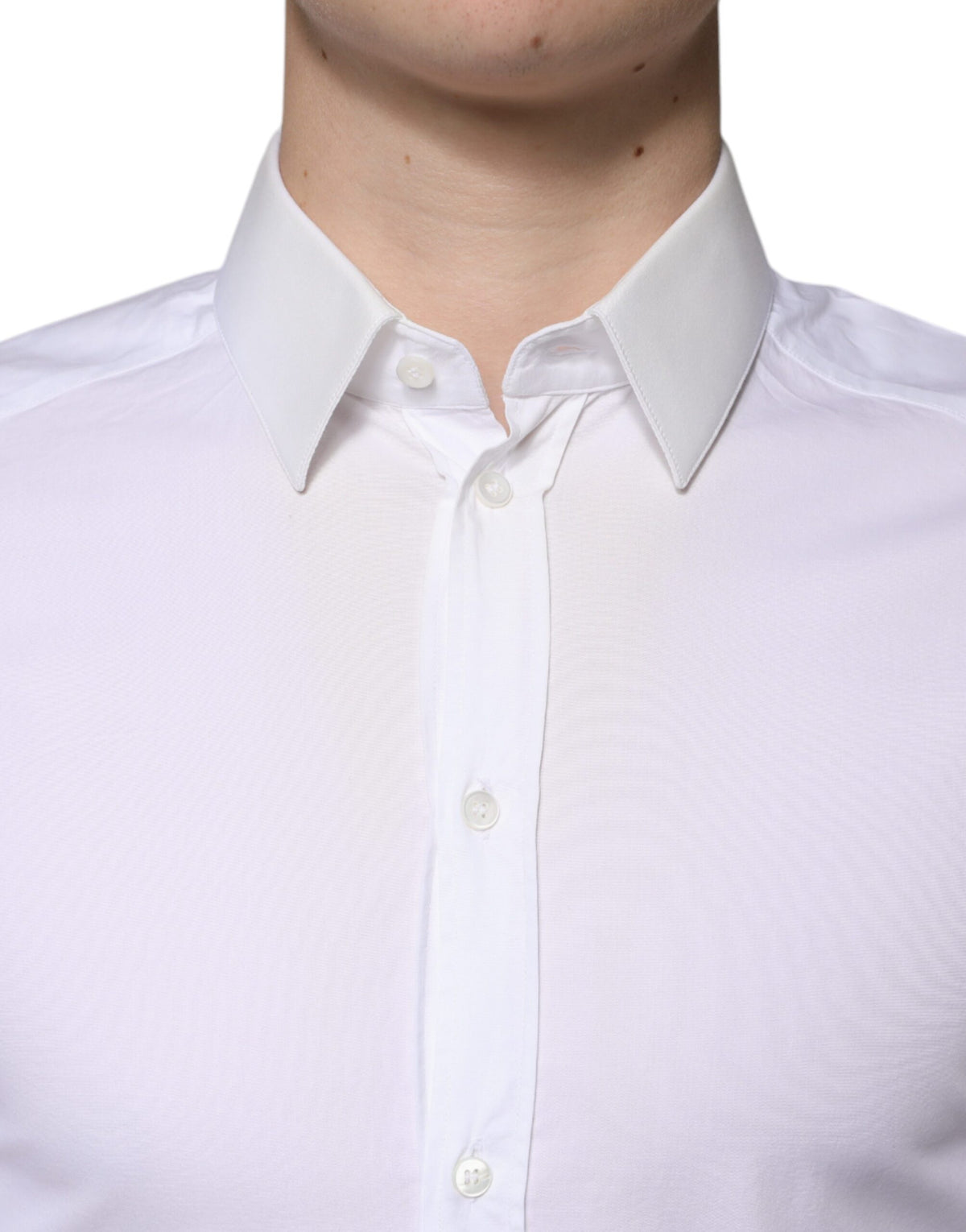 Dolce & Gabbana White Cotton Formal Men GOLD Dress Men's Shirt (Pre-Owned)