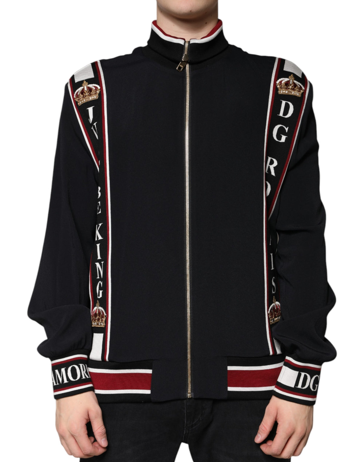 Dolce & Gabbana Black DG King Full Zip Sweatshirt Men's Sweater