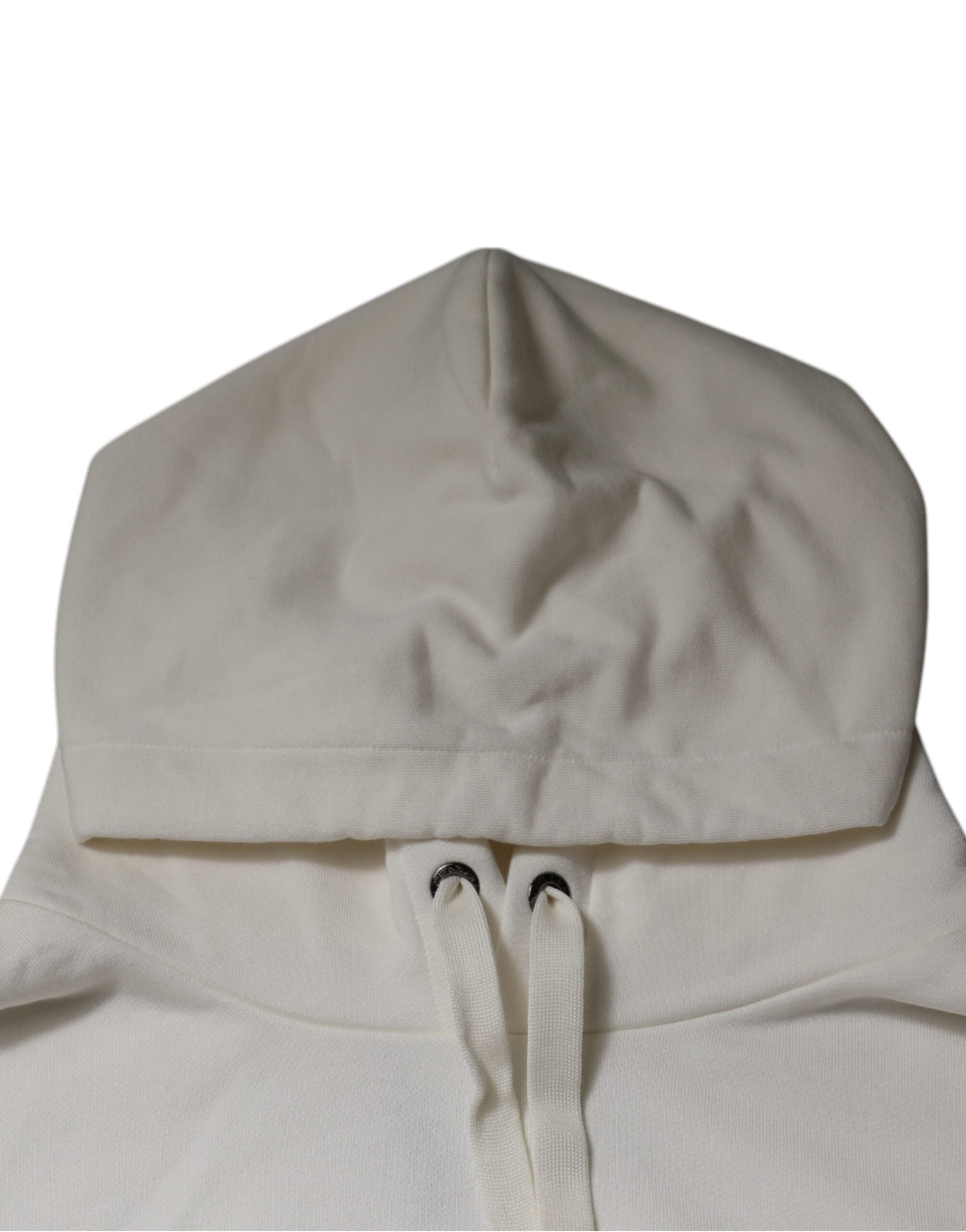 Dolce & Gabbana White Logo Hooded Pullover Men Sweatshirt Men's Sweater (Pre-Owned)