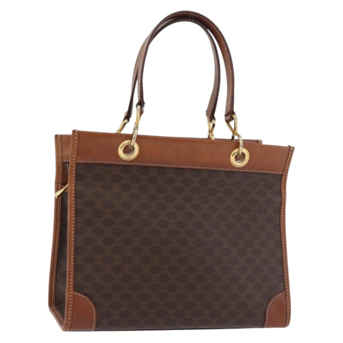 Celine Vintage Macadam Canvas And Leather Brown Canvas Tote Bag Bag (Pre-Owned)